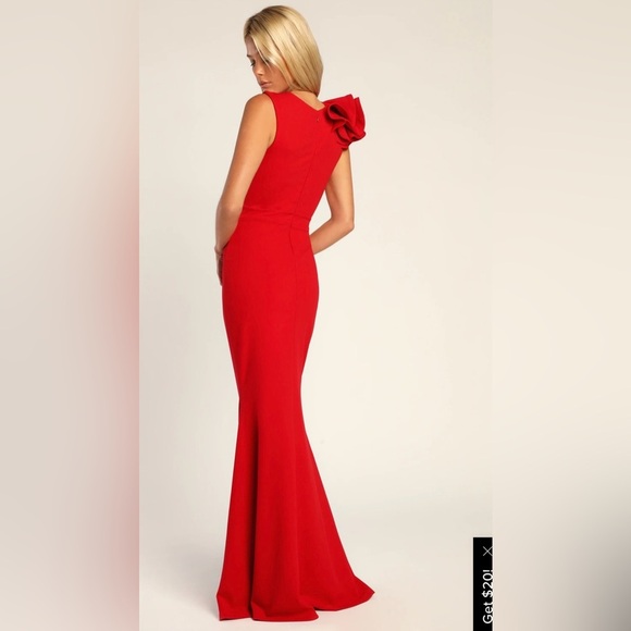 Lulu’s Lucette Red Sleeveless Ruffled Mermaid Dress size xl see pics for flaw - Picture 2 of 5